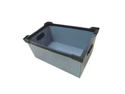 灰色周轉箱_PP中空板塑料箱_可折疊周轉箱
